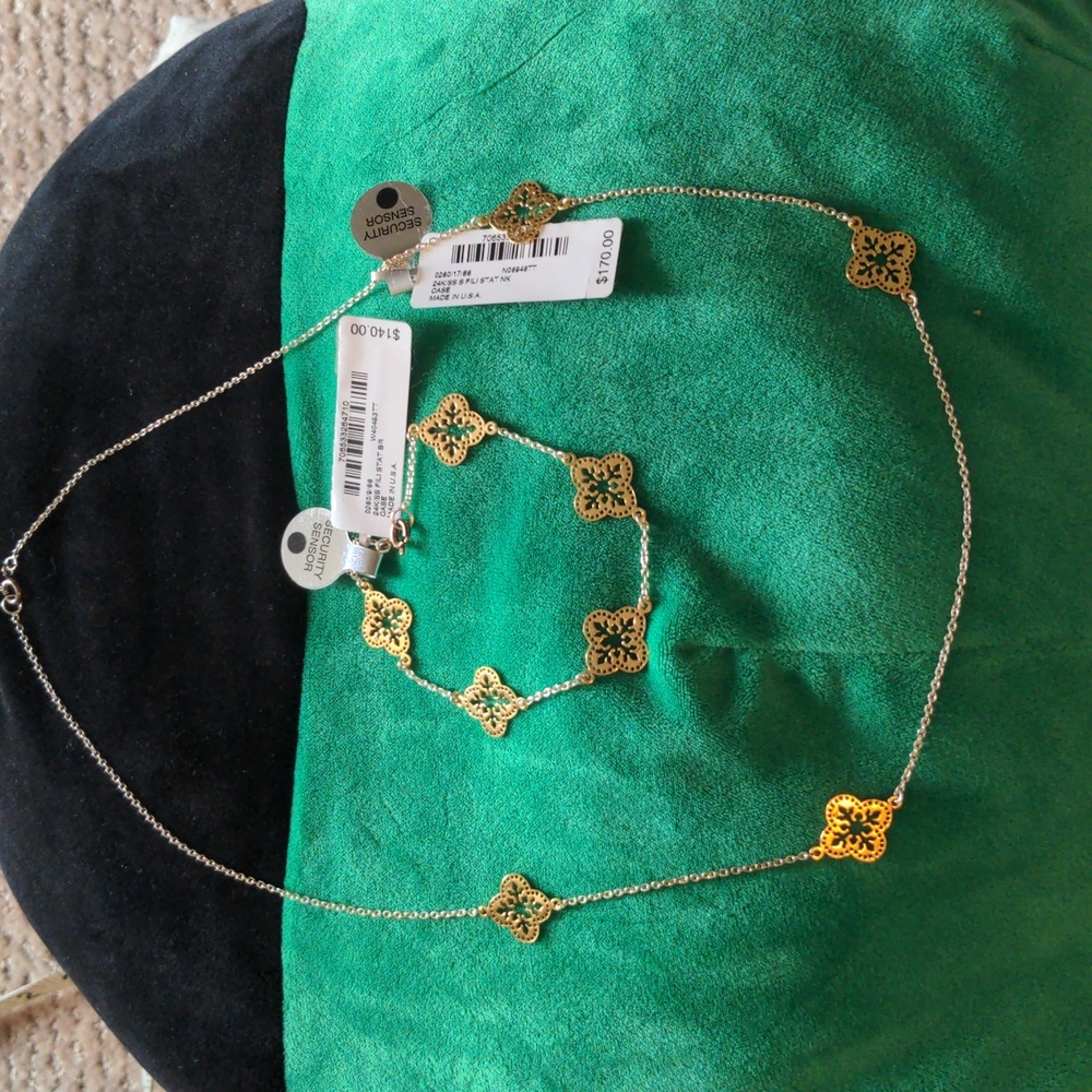 Giani Bernini 24K Gold over Sterling Silver Necklace and Bracelet NWT